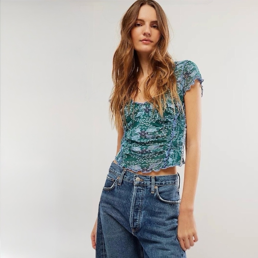 FREE PEOPLE, Oh My Baby Cropped Blouse Top, Size Medium, NWT